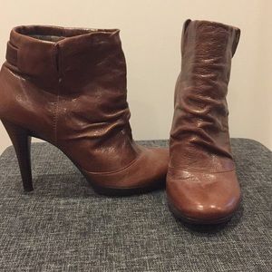 Brown Nine West leather booties, brand new